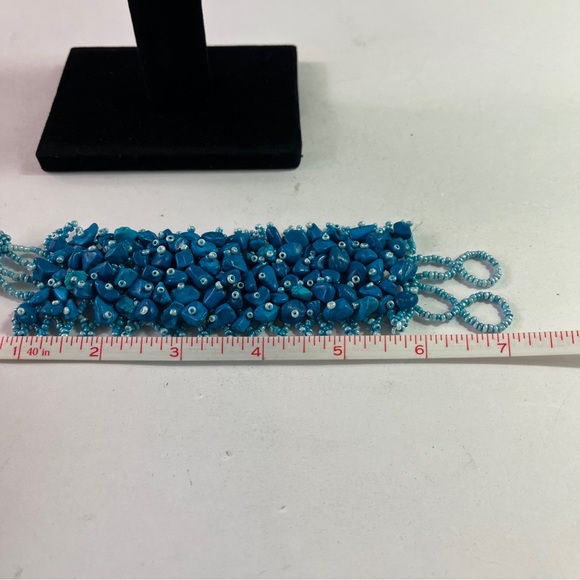 Howlite Turquoise Bracelet Chips seed bead Beach Coastal Mermaid - Picture 4 of 4